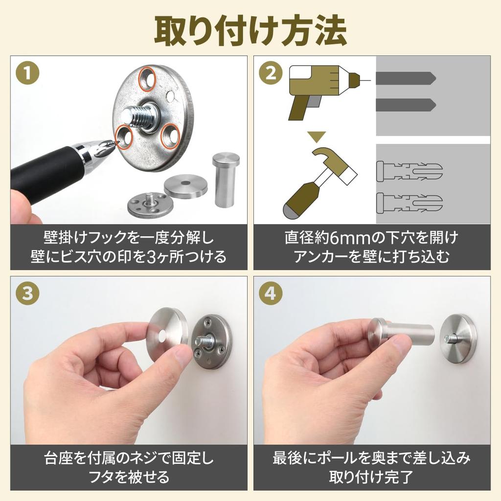 Anni Stainless Steel Wall 7cm x Wall Wall Wall Mounted Hat Coat Towel Bag Screw Concealed Screw Dead Space for Dressing Living Mini Renovation Hooks,