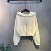 C S In The Room Hooded Zip Up Ribbed StretCh Long Sleeve Set pantS 2ColorS