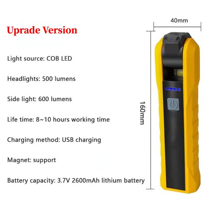 Multifunction Cob Led Work Light Dimmable Usb Rechargeable Led Flashlight Car Inspection Lamp With Magnetic Hook