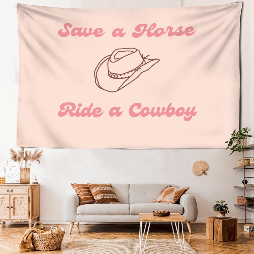 Orange Hut Buchstaben Wandteppich Wandbehang Einfache Kunst Hippie Tapiz Mysteriöse Ästhetik Zimmer Heimdekor