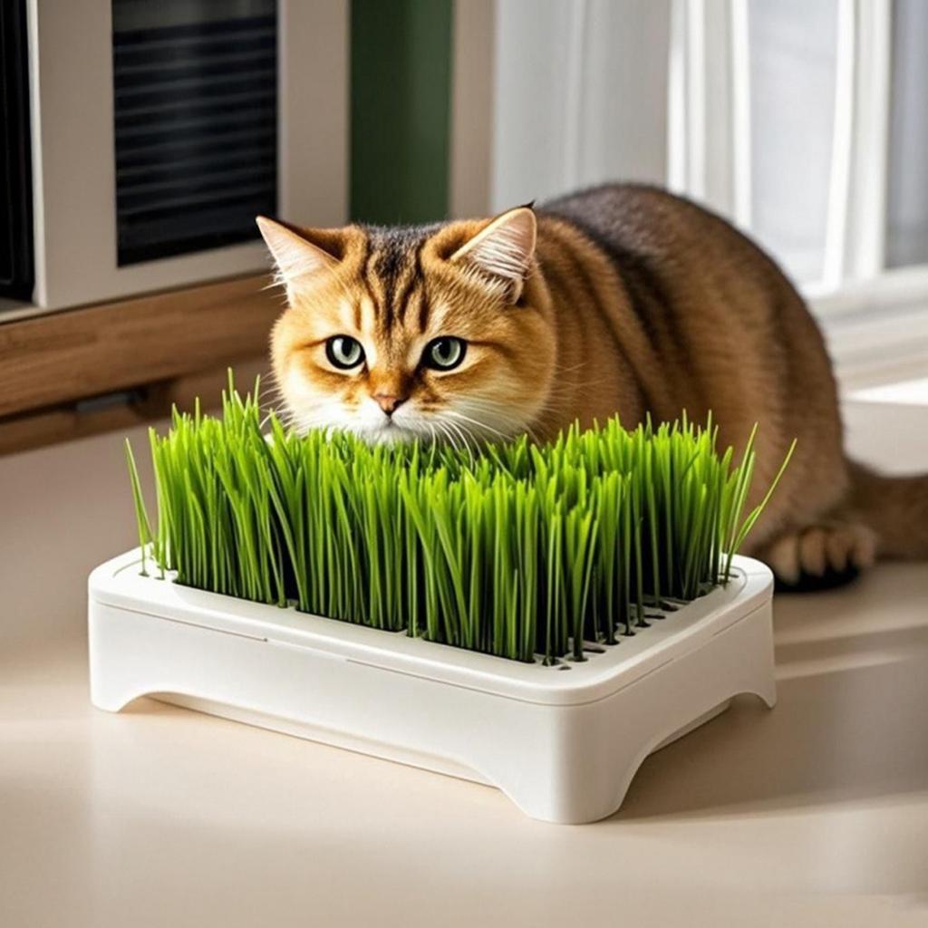 Cat Grass Growing Kit with Soil-Free Hydroponic Planter Box Nursery Box for Indoor Cats Wheatgrass Planter Set