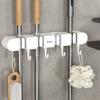 Modern Minimalist Abs Bathroom Wall Mount Mop Holder With Strong Clips And Hooks For Home Organization