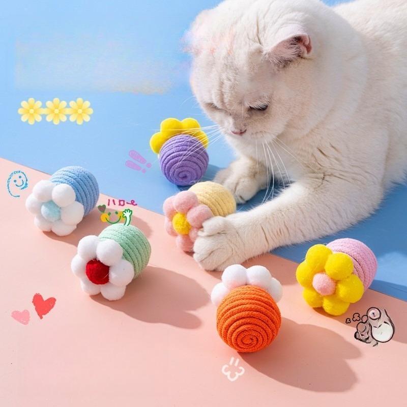 Cat toy ball for self enjoyment relieving boredom teasing cat stick cotton ropegrindingteeth toyartifactconsuming physicalenergy