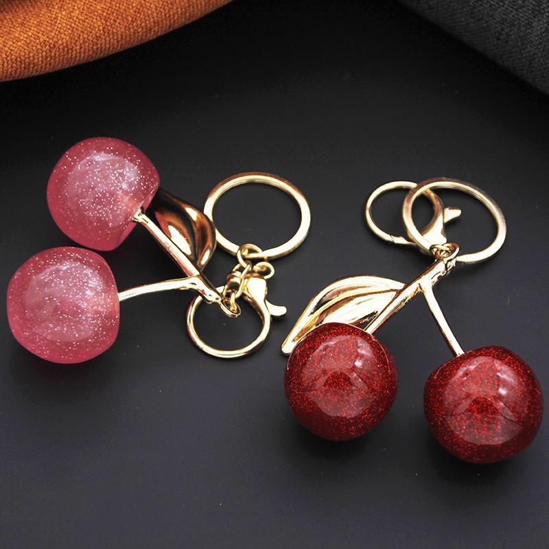 Decorative pendant Cherry Keychain for Bag Women Girls Key Chains Cute Car keyrings for leather handbags Gifts Jewelry Fashion