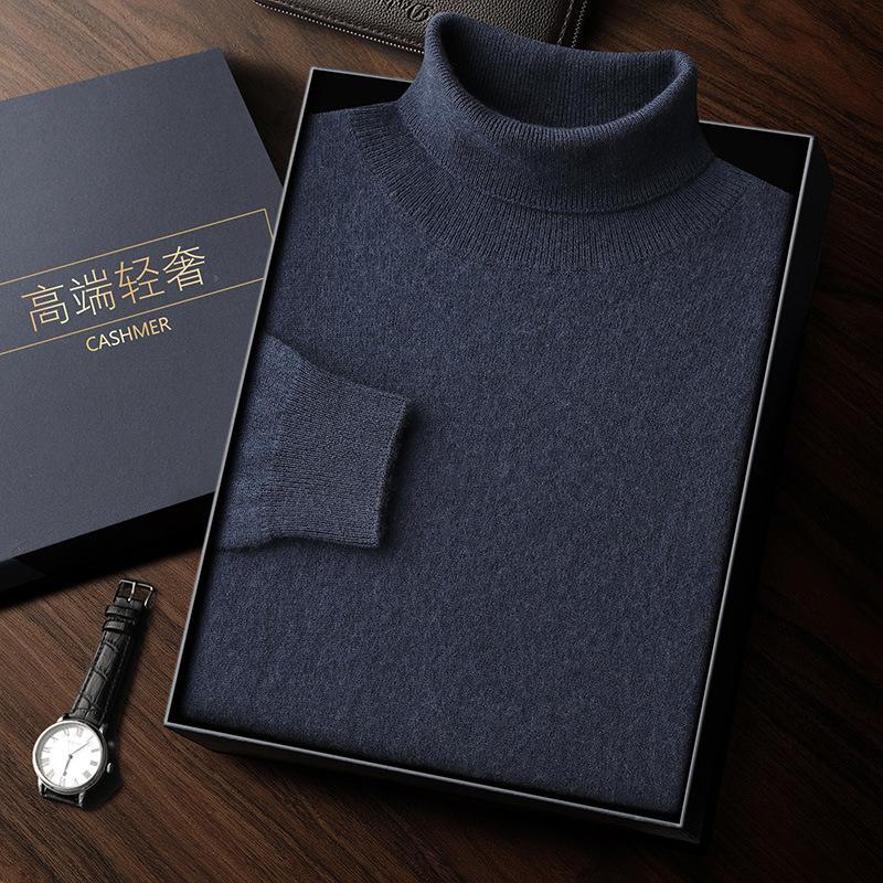 High lapel cashmere sweater men's new loose warm sweater wool sweater inside