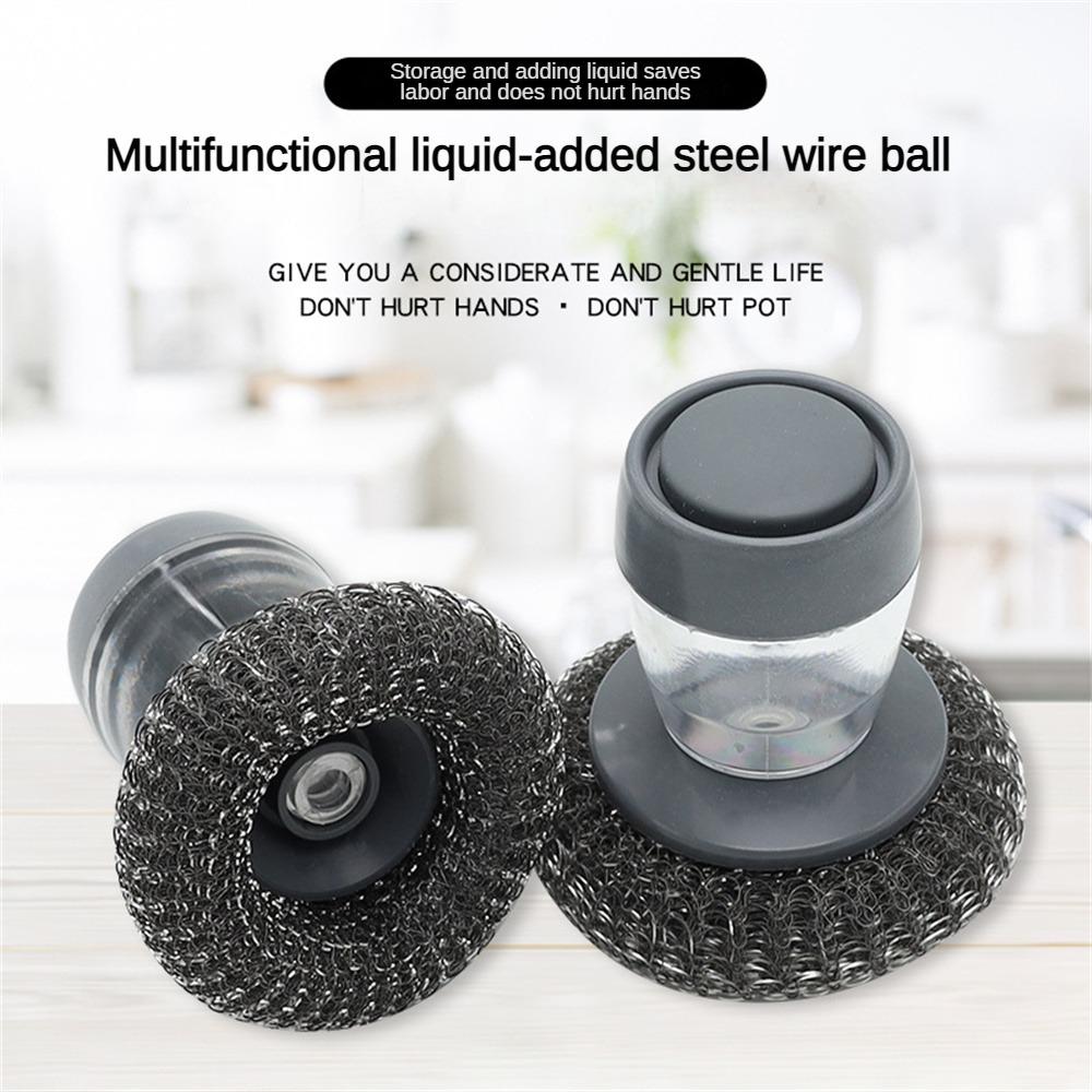 

1/3/6pcs 2 In 1 Handle Cleaning Brush Kitchen Cleaning Brush Removable Brush Sponge Dispenser Dishwashing Brush Kitchen Tools