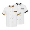 Summer Chef Uniform Double-breasted Short Sleeve Unisex Stand Collar Soft Breathable Stain-resistant Loose Cook Kitchen Bakery Restaurant Canteen