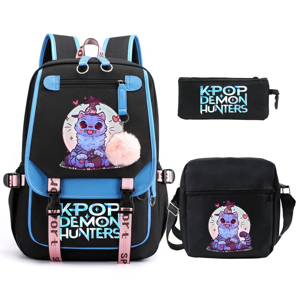 Demon Hunters Peripheral Printing Children's Fashion Backpack Cross-border Large Capacity Primary and Secondary School Student Leisure School Bag Set
