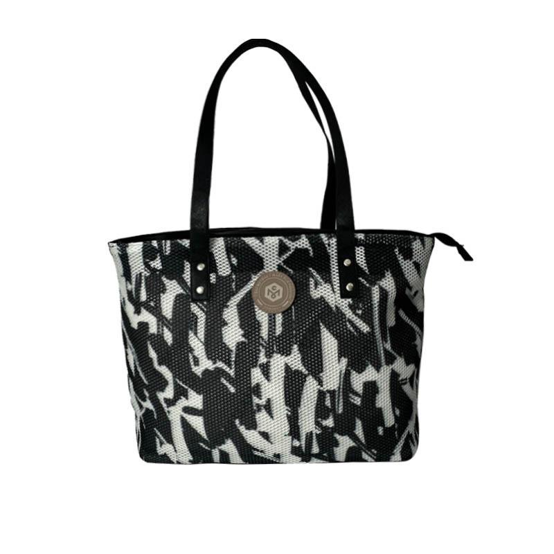 

2024 Новая модная женская сумка с принтом из двойной сетчатой ​​ткани, большая вместительная сумка-тоут, женская сумка-мессенджер на одно плечо, подарки ко Дню матери чёрный