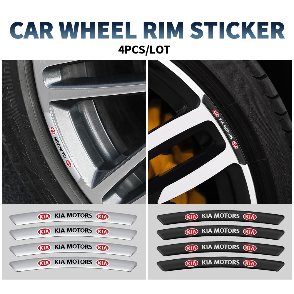 4Pcs Aluminum Alloy Car Wheel Rim Strip Styling Sticker Accessories For KIA Sportage GT RIO Ceed Picanto Pegas Sorento Niro Soul rmvl70