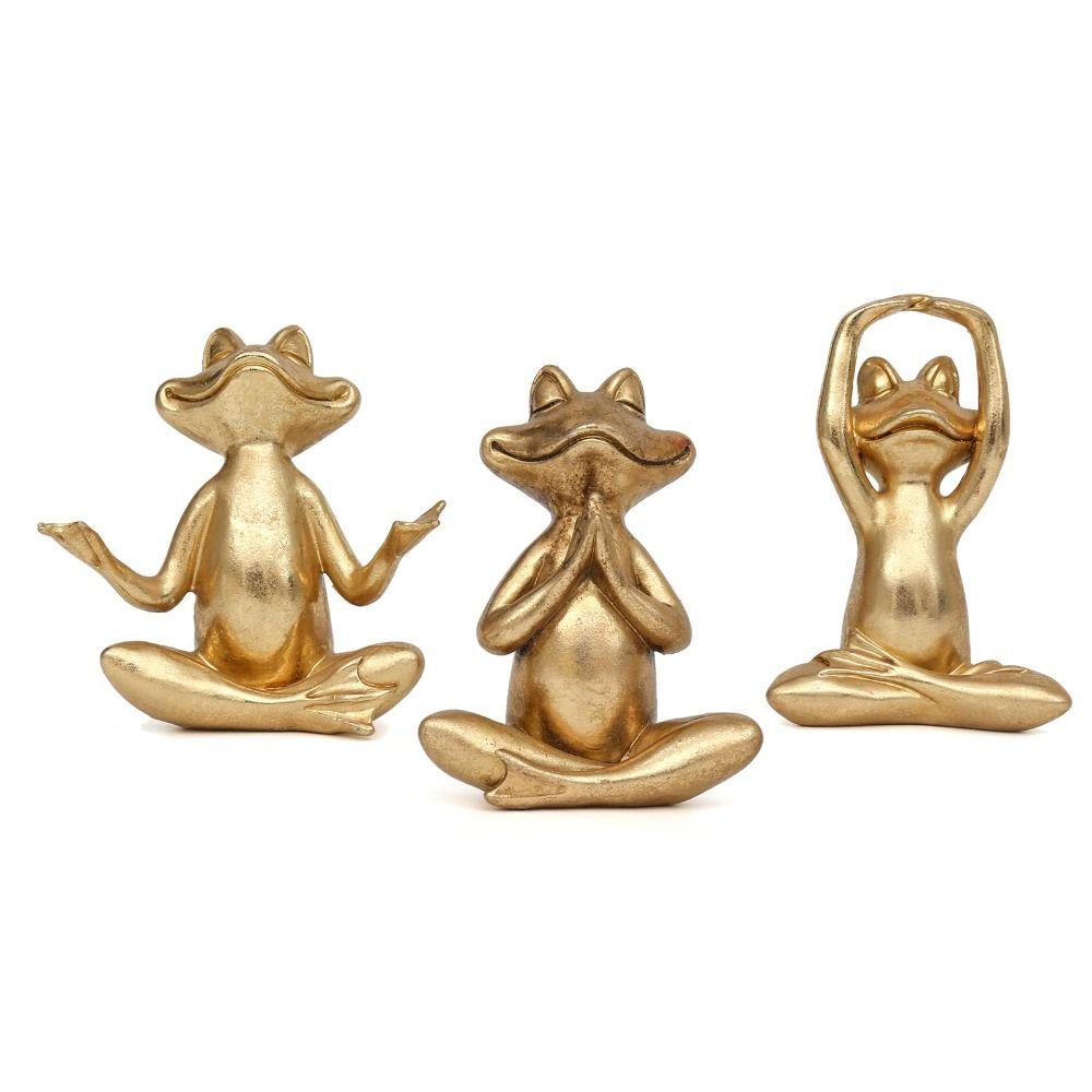 Resin Frog Yoga Statues 3.7In Sculptures Decor Fashion Yoga Decor  Desk Table