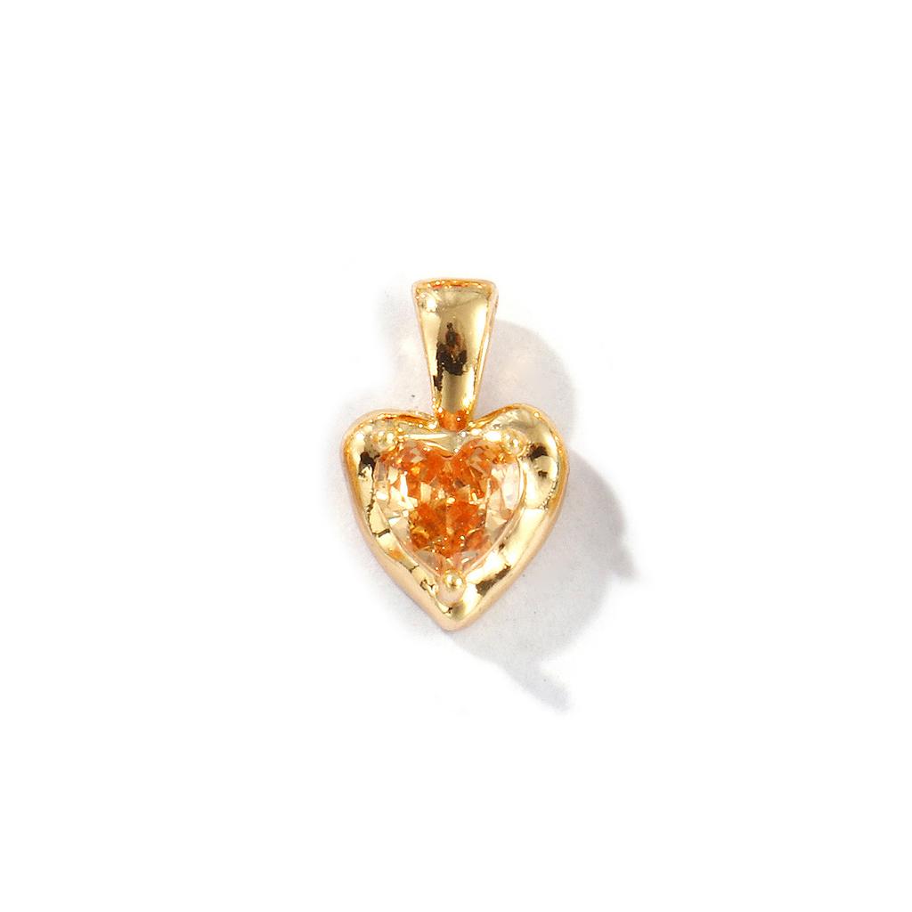 2 PCs Heart Brass & Rhinestone Birthstone Charms 18K Gold Plated Pendants For DIY Necklace Earrings Jewelry Making 12.5mm x 8mm