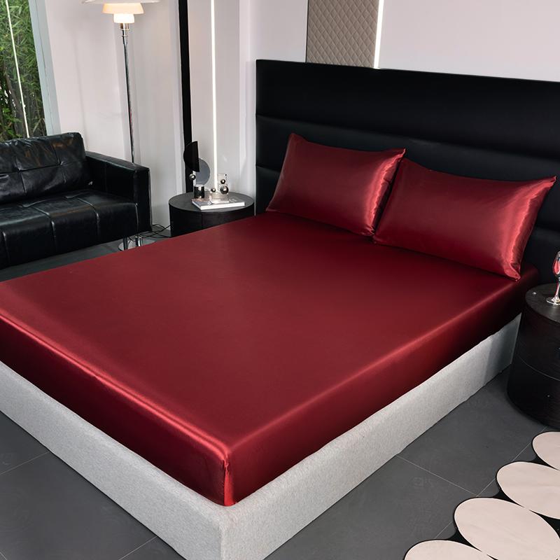 1 Stück Mode Rayon Satin Spannbettlaken Gummibänder für Bettlaken 160*200 Einzel Queen King Bett Spannbettlaken Ohne Kissenbezug