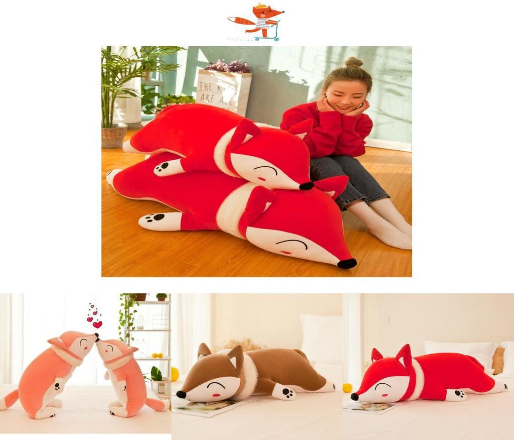 Large Fox Plush Toy Soft Stuffed Animal Pillow Creative Gift For Girls Birthday Present 35cm 50cm 60cm 70cm 90cm 1.2m
