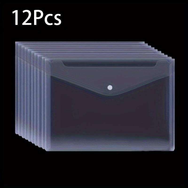 

12pcs/pack, Transparent A5 Size File Bag Snap Button A5 Storage Bag PP Plastic File Bag School Office Supplies