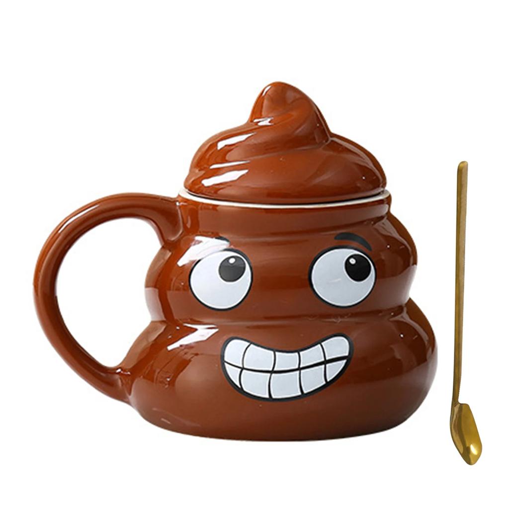 Ceramic Cup 480ml Creative Coffee Cup with Spoon Suitable for Home Office Mischievous Prank Drink Cup Christmas Gift