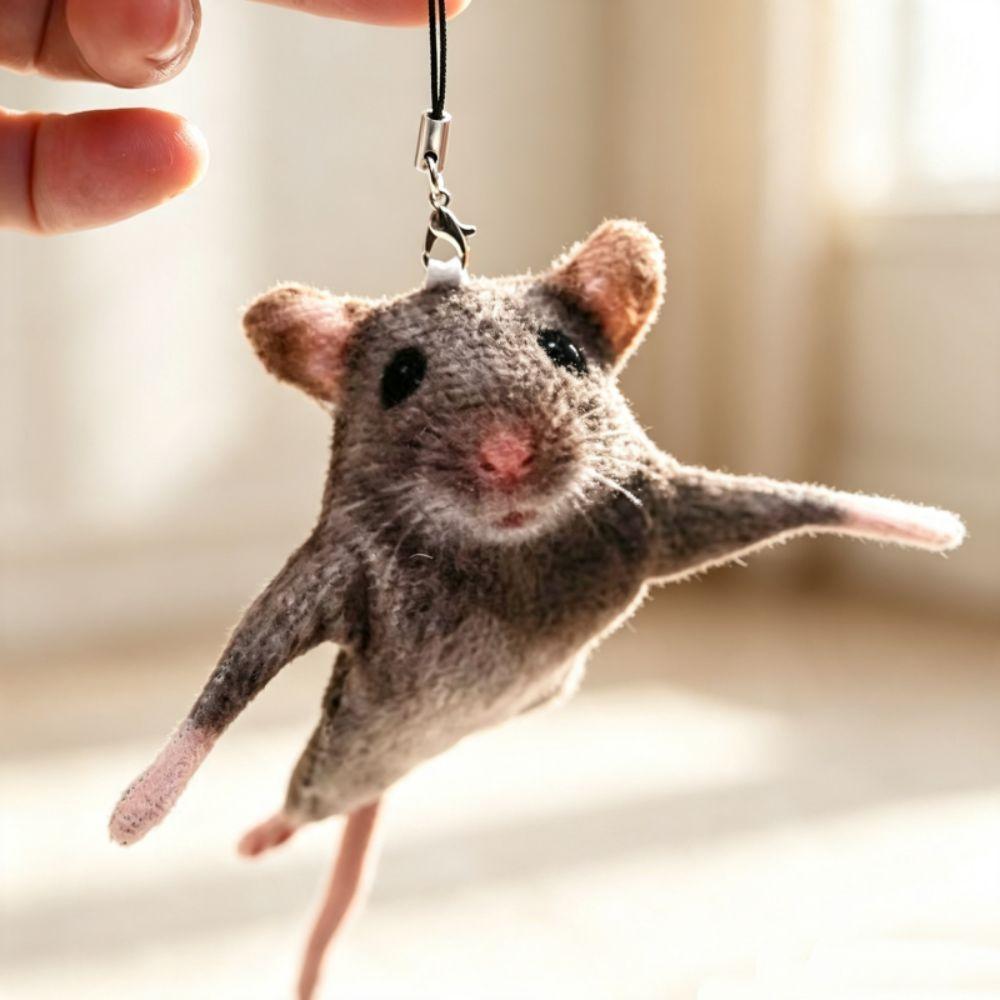 Bendable Mouse Keychain Wire Frame Mouse Doll Novelty Rat Plush Pendant Kids Toy