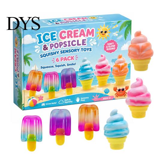 Hand Exercise Ball TPR Stress Relief Toy Set, Slow-Rising Jellyfish, Ice Cream, Bunny Slow Squeeze Rising Toys, Odorless Sensory Fidget for