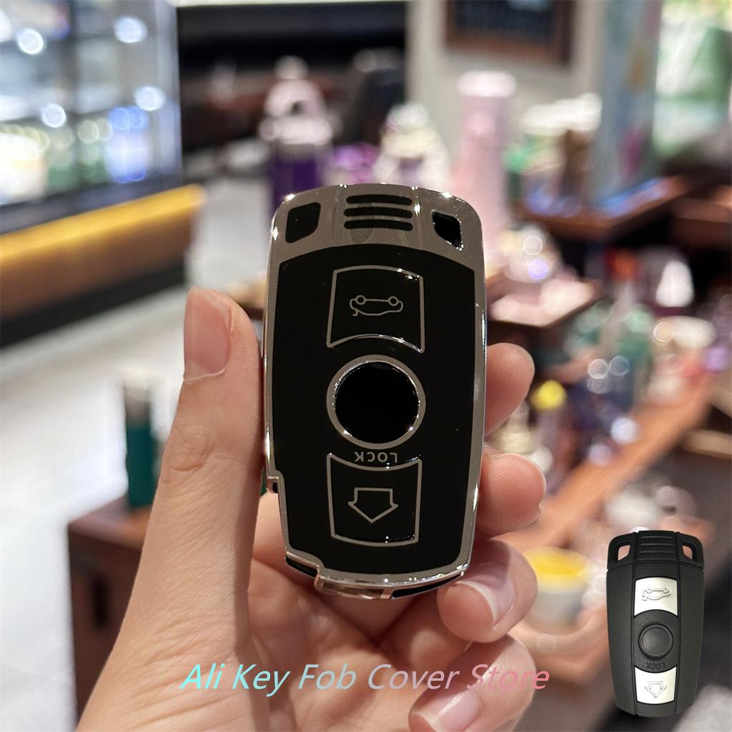 Key Fob Cover with Keychain Lanyard for BMW 1 3 5 Series E90 E92 E93 X5 X6 Z4 E90 Keyless Entry Key Fob Case Cover