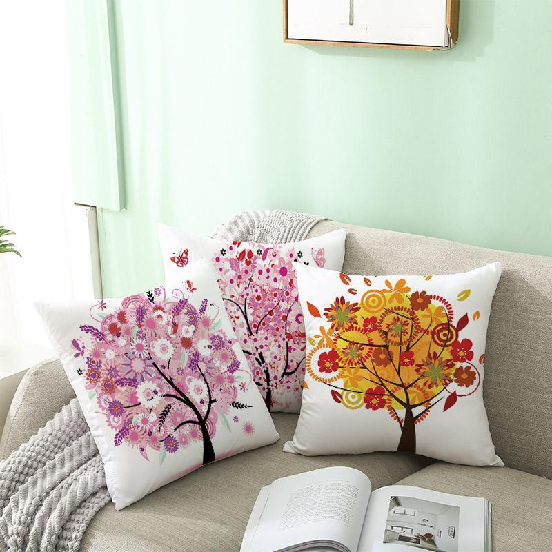 Colorful Tree Printing Decorative Pillowcase Colorful Tree Pillow Case Polyester Tree Pattern Pillow Cover Kussensloop Zt287