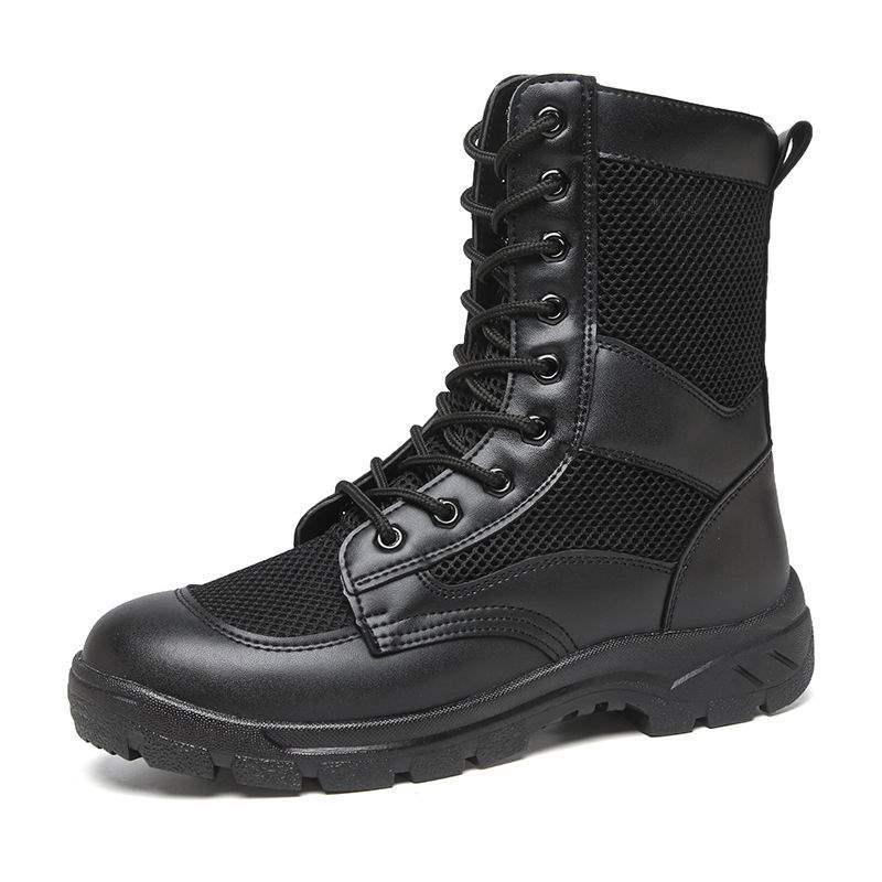 Men's Summer Martin Boots: Breathable, Wear-Resistant Combat Training Boots with Zipper.