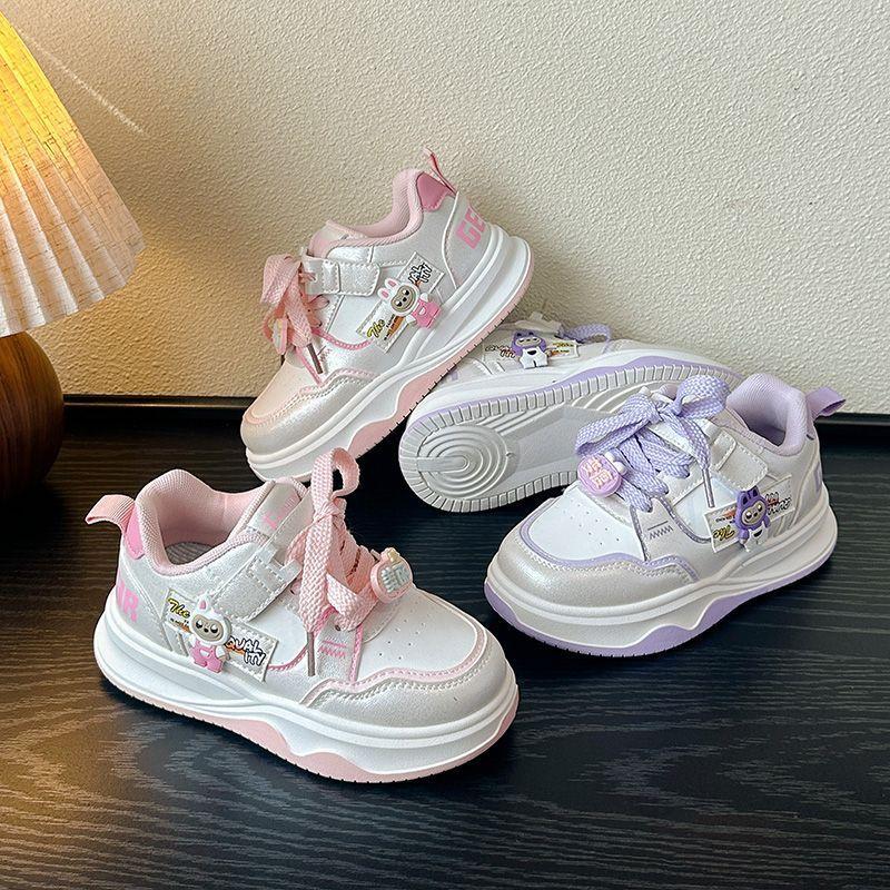 Spring Girls' Casual Sneakers and Children's Soft-soled Board Shoes