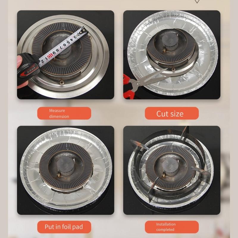 Pack of 10 Tin Stove Liners Oil Proof Covers Gas Stove Liners for Gas Burners Ensuring a Clean Cooking Environment