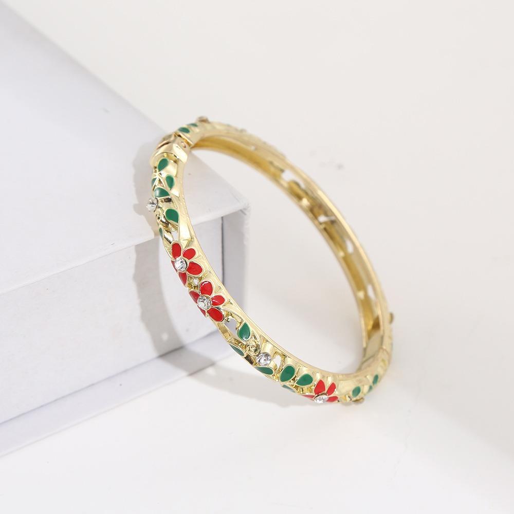 Colorful Enamel Bangle Vintage Flower Enamel Bangle Cloisonne Bracelet  Party Jewelry