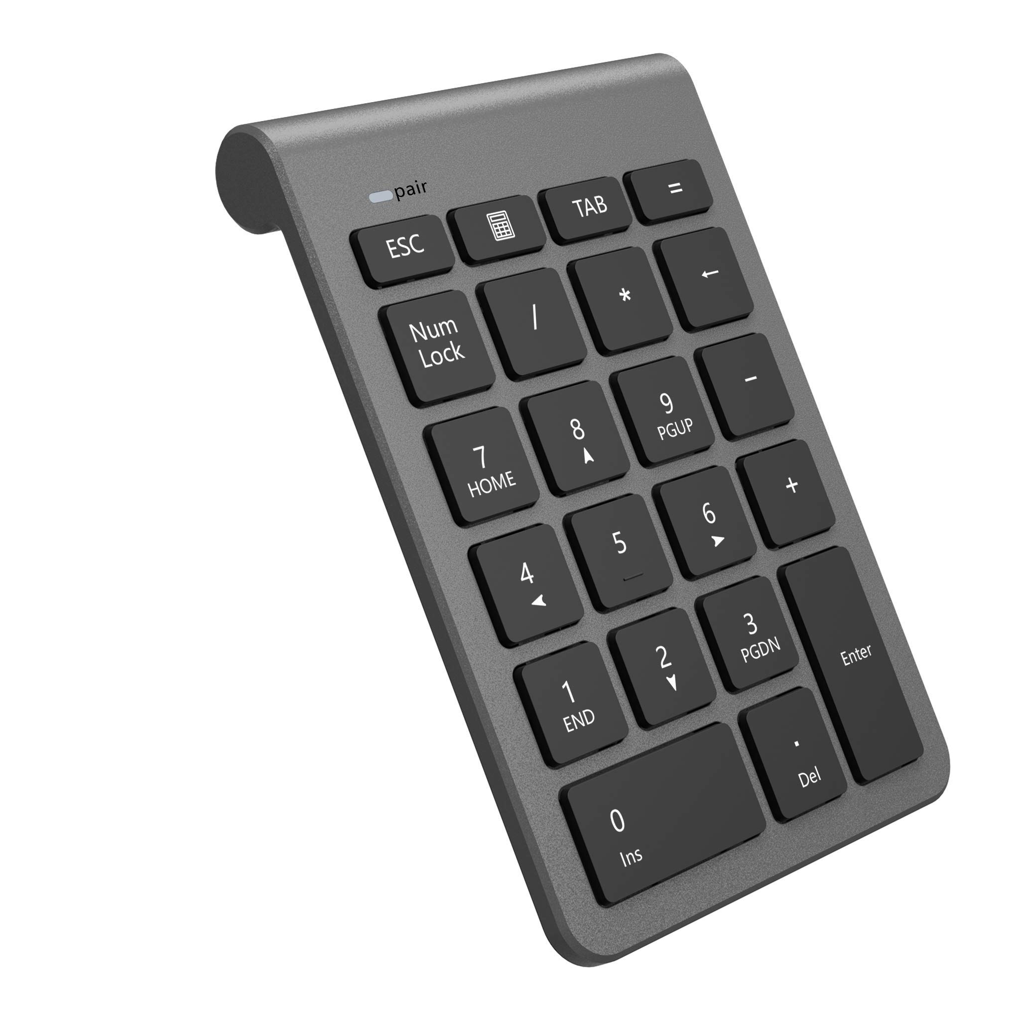 

Wireless Bluetooth Numeric Keypad, Multi-Device Compatible, with Tab Key, Ultra-Slim, Compatible with Windows, iOS, and Linux, Portable, Space Gray