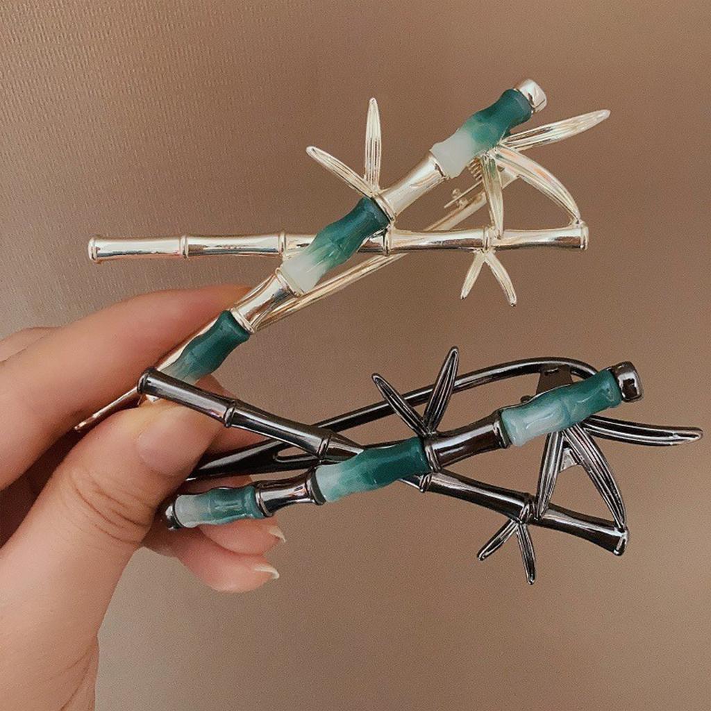 Chinese Bamboo Joint Hair Clip Vintage Plant Element Metal Twist-Clamp For Women Girls Trendy Daily Life Hair Accessories