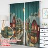 2pcs 2D flat printing Christmas Hot Party Curtains Christmas Village Snow Town Scene Digital Printed Polyester Drapes Birthday