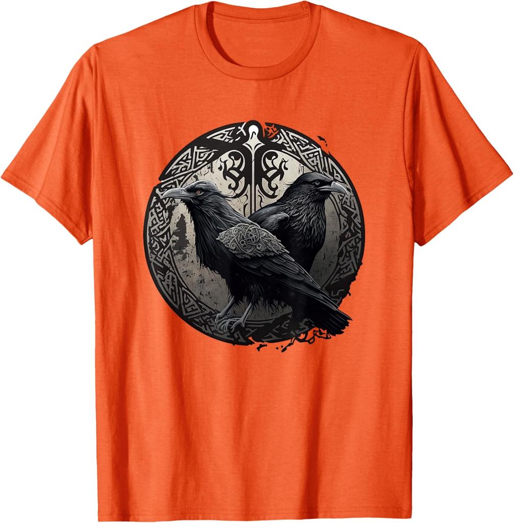 Huginn Muninn Ravens Norse Mythology Viking Symbol Graphic TShirt Men Casual Cotton Tee