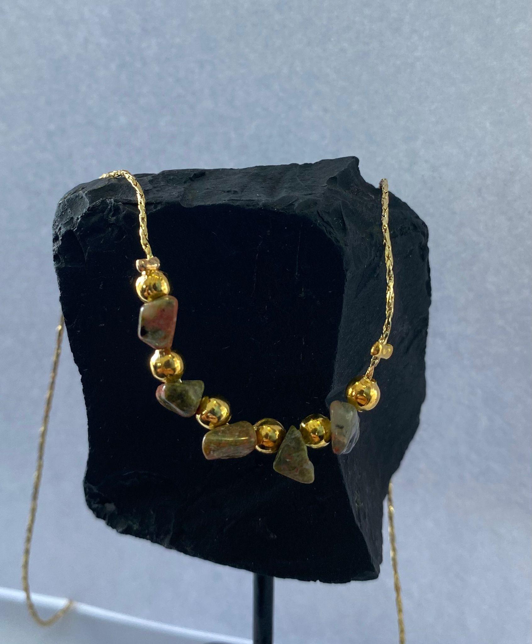 

Натуральное сочетание цветных драгоценных камней, чакра, знак зодиака, шанс, золотое ожерелье для молодых женщин, зелено-коричневое