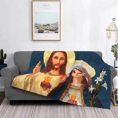 Twin Hearts - II Fleece Throw Blanket Jesus and Virgin Mary Blanket for Bedding Office Ultra-Soft Quilt