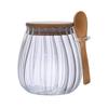 Glass Airtight Storage Tea Sugar Canister With Wooden Spoon Kitchen Pantry Sealing Container For Loose Leaf Tea Coffee Spices
