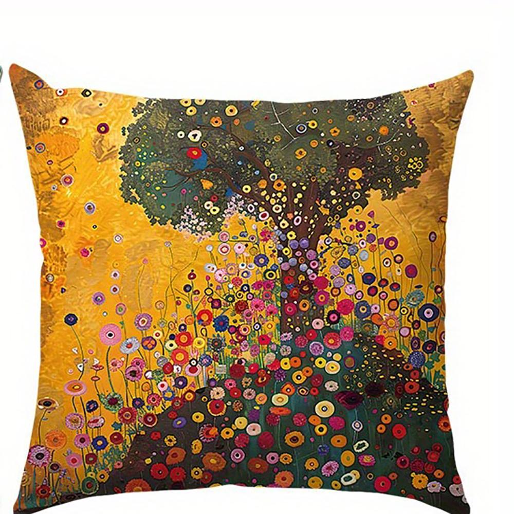 Sunflower And Wildflower Design Polyester Pillowcasebedroom Sofa Decorative Cushion Cover With Zipper Soft Cushion Cover