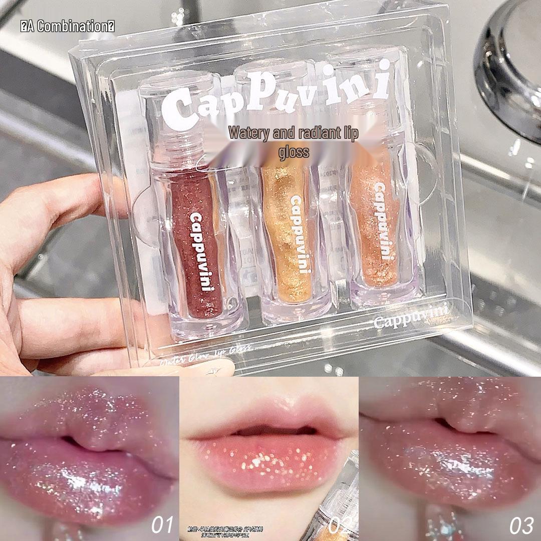 Блеск для губ Cappuvini Bling Plump - Водянистое стекло, Идеально для студентов и вечеринок