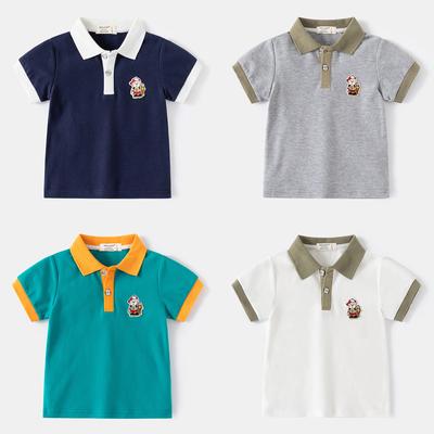 Children's Short Sleeved T-shirt 2024 Summer Children's Clothing Boys Colorful Sleeve Short Sleeved Baby Cartoon Top
