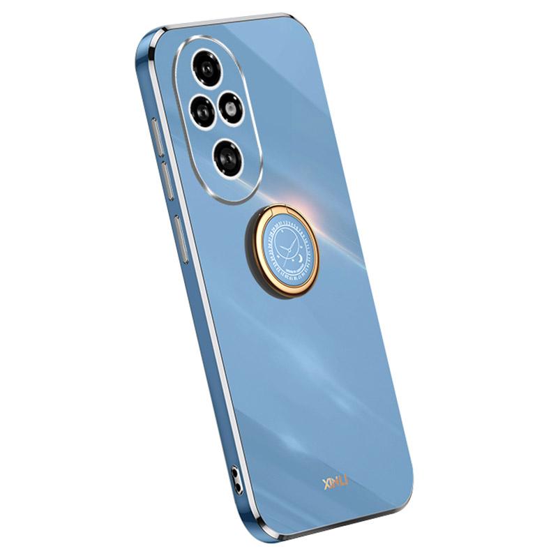 

For Honor 200 Pro 5G Case Ring Kickstand TPU Phone Cover Electroplating Frame Blue
