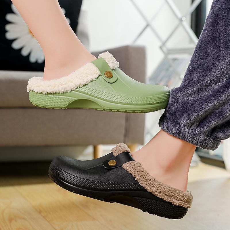 Männer Warme Winter Baumwolle Schuhe Frauen Warme Pelz Hause Hausschuhe EVA Nicht-Slip Plüsch Hausschuhe Indoor Paar Dicke Sohle schuhe Rutschen