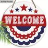 2D Flat, Independence Day Hanging Welcome Sign Decoration, Patriotic Decoration Signs and Plaques, Welcome Wooden Sign Door Hanger, Suitable for Home