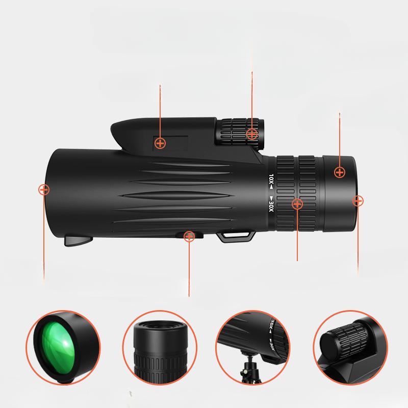 Telescop monocular cu zoom continuu nou 10-30×42 Ochelari de observare a păsărilor cu focalizare inteligentă Ochelari pentru adulți în aer liber