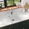 VidaXL Kitchen Sink Granite Cream White Hand Wash Basin Sink Inset Sink 141674
