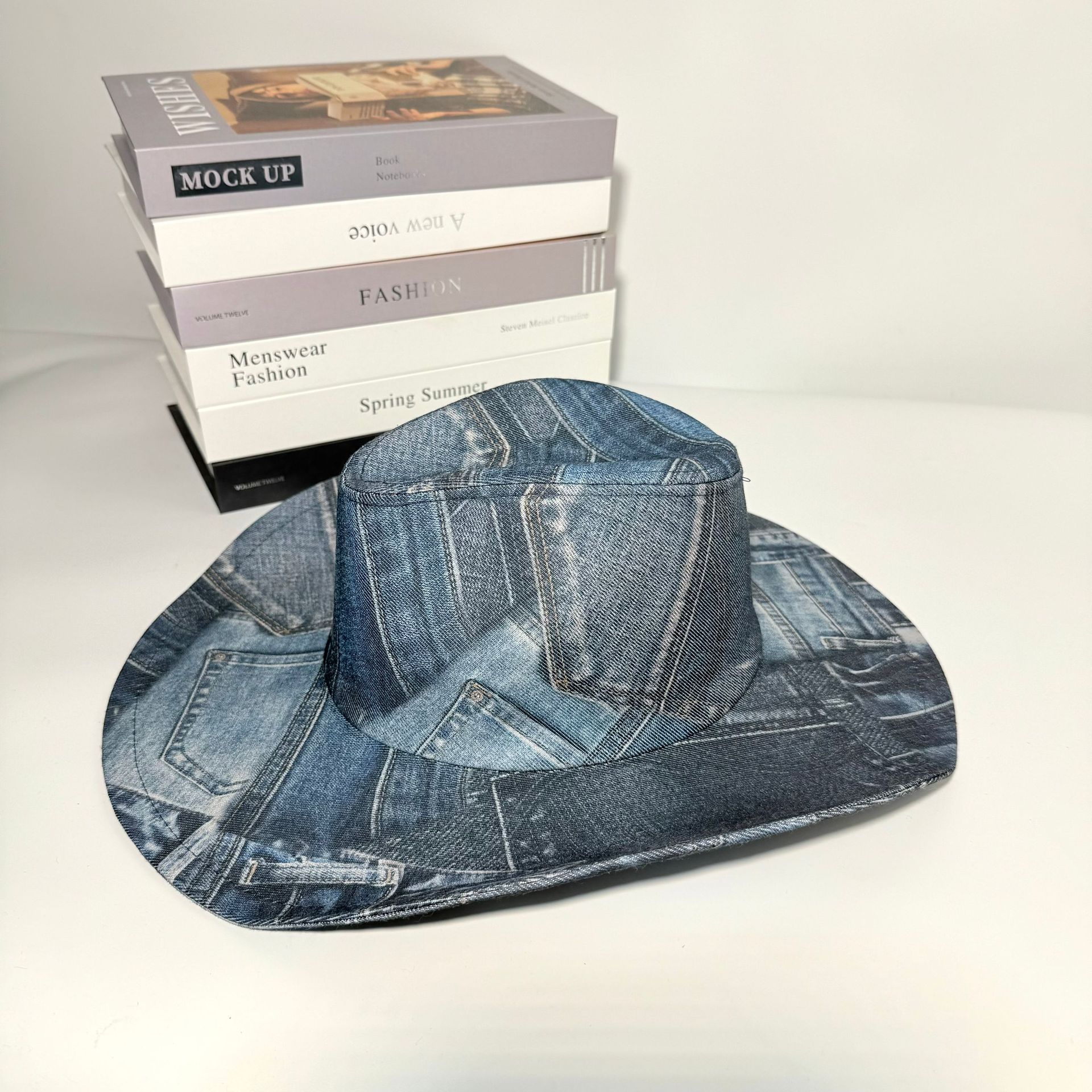 

JYL TS DIY Suede Cowboy Hat Unisex European Western Jazz Hat Faux Suede 1222Mao11279 светло-голубой