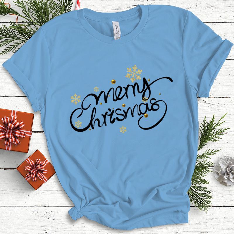 Baumwolle Damen Oberteil Weihnachten Kokette Schleife Bedruckt High Street Trendy Mode Pullover T-Shirts Damen