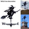 Retro Witch Shape Weathercock Iron Weather Resistant Wind Direction Indicator Creative Weathervane Halloween Garden Roof Decor