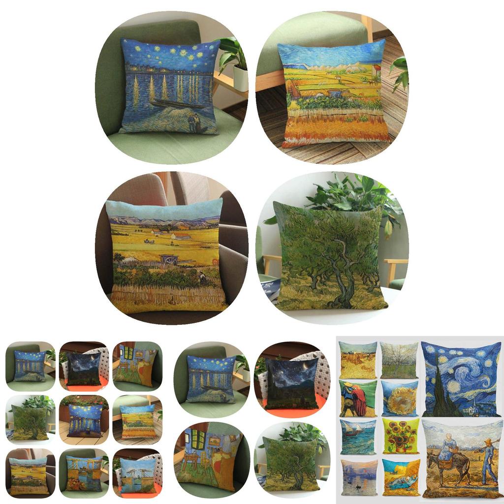 Moderne Künstlerische Ölmalerei Gedruckter Kissenbezug aus Baumwollleinen für Sofas und Autos