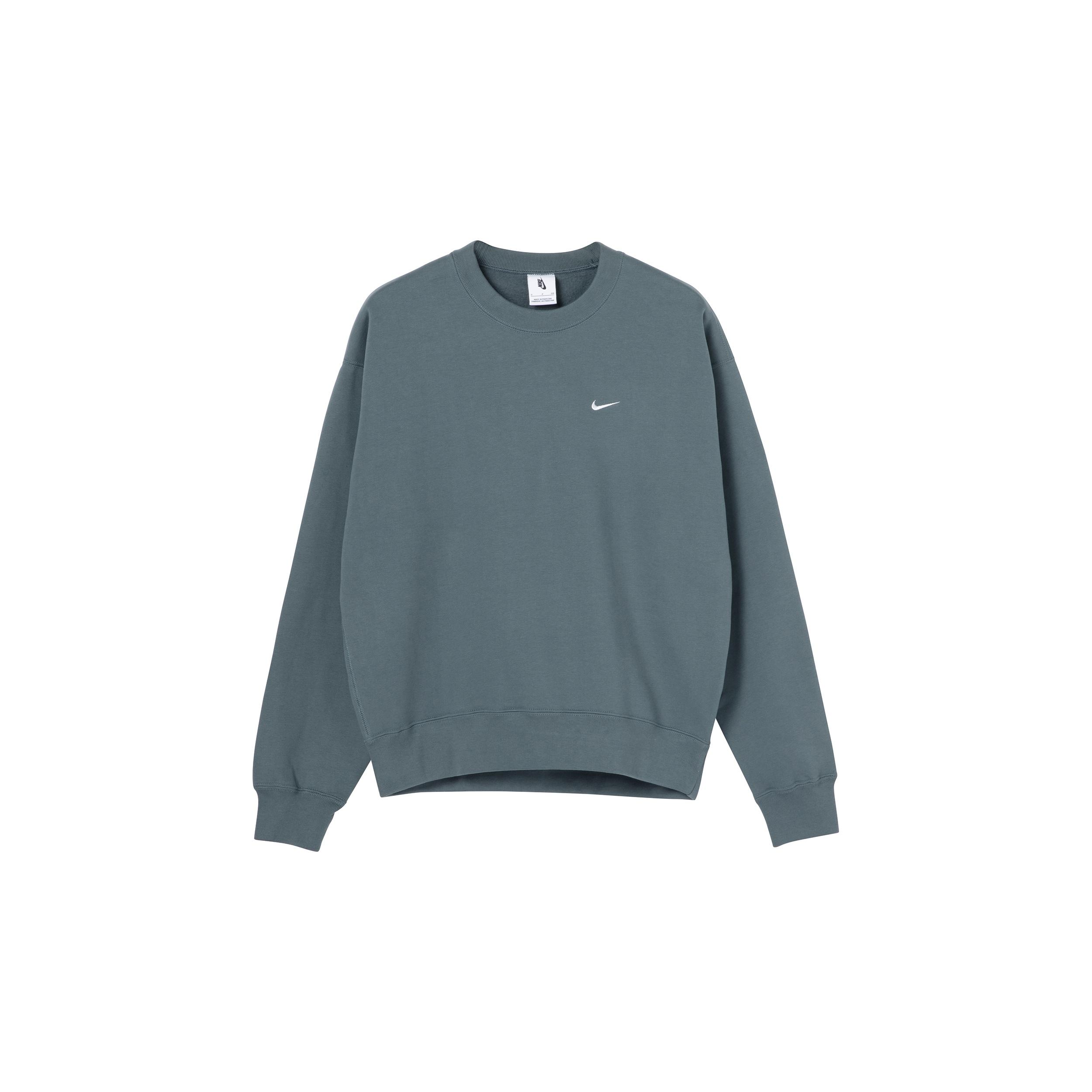 Men s Nike Lab Fleece Crew Solid Color Plush Stay Warm Sports Round Neck Pullover Dark Green DA0318-387 S