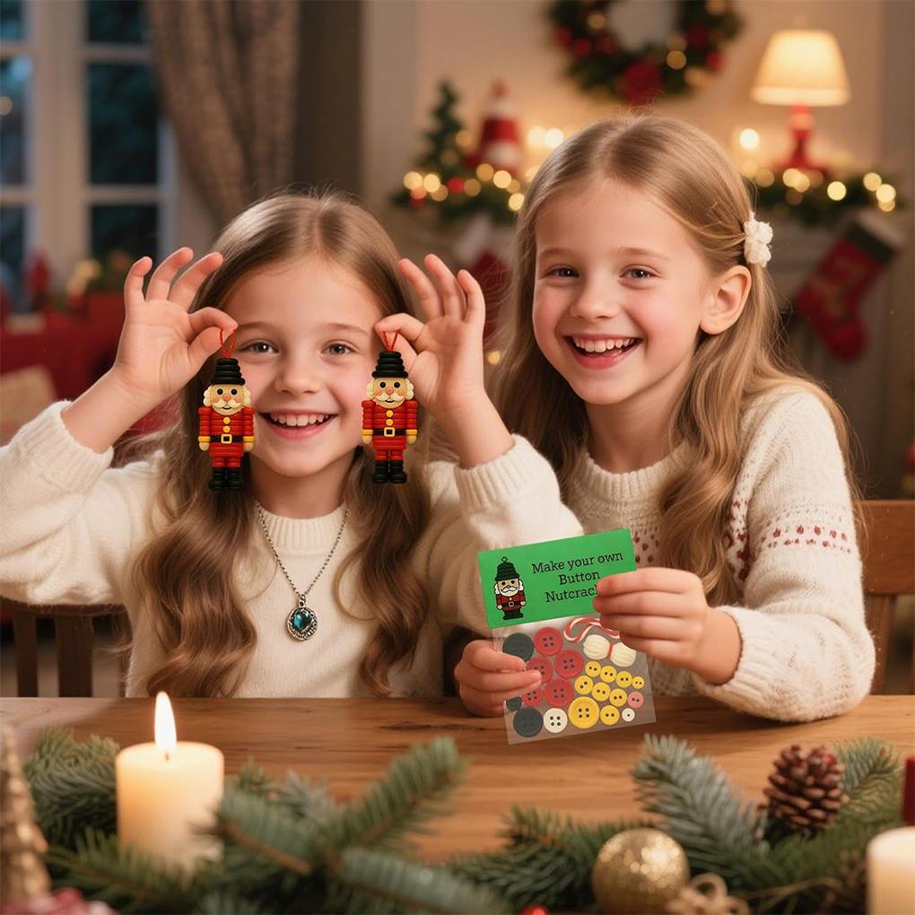 Christmas DIY Button Ornament Kits Handmade Button Santa Craft Kit Christmas Tree Shaped Christmas Decoration Hanging Ornament