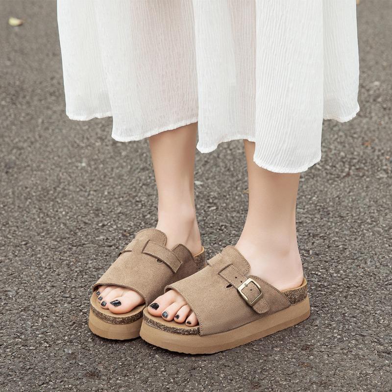 

thick-soled heightening sandals women s summer new small slippers outside lazy fashion 40 темно-коричневого